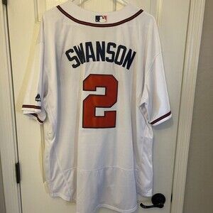 Dansby Swanson Size 52 Atlanta Braves Flex Base Jersey White #2 - Majestic